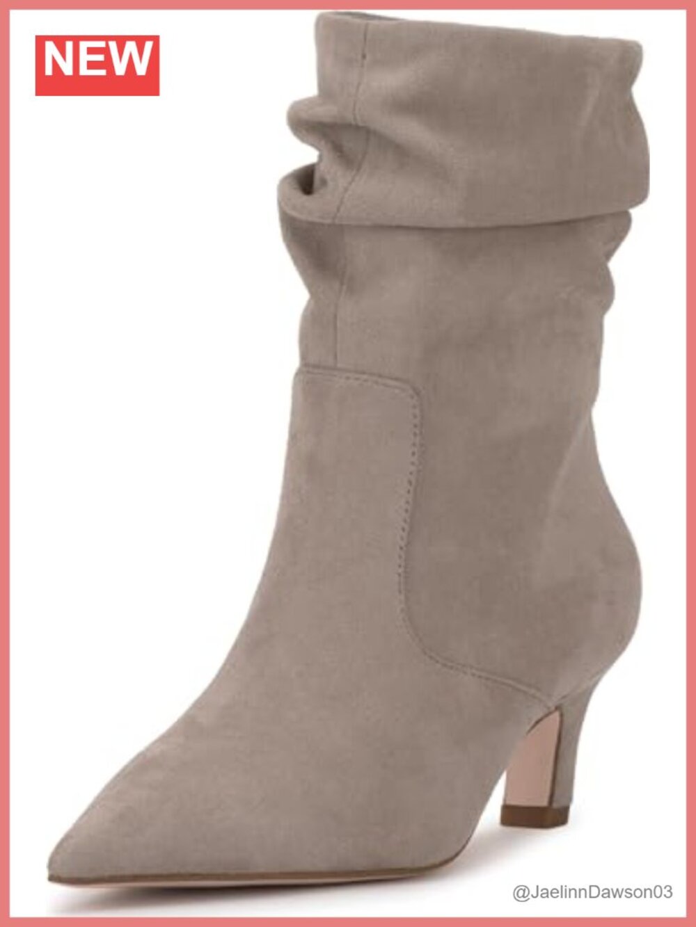 Vyluna Kitten Heel Slouch Booties Faux Suede